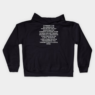 James 1:12 Bible Verse King James Version (KJV) Text Kids Hoodie